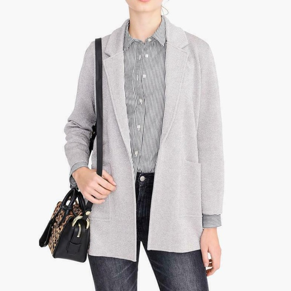 J.Crew Sophie Open Front Sweater Blazer Women’s XL Light Gray Office Workwear - Picture 1 of 8